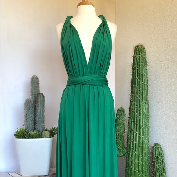 EMERALD WRAP DRESS/ Convertible Dress / Multi Wrap Dress - Picture 2 of 7